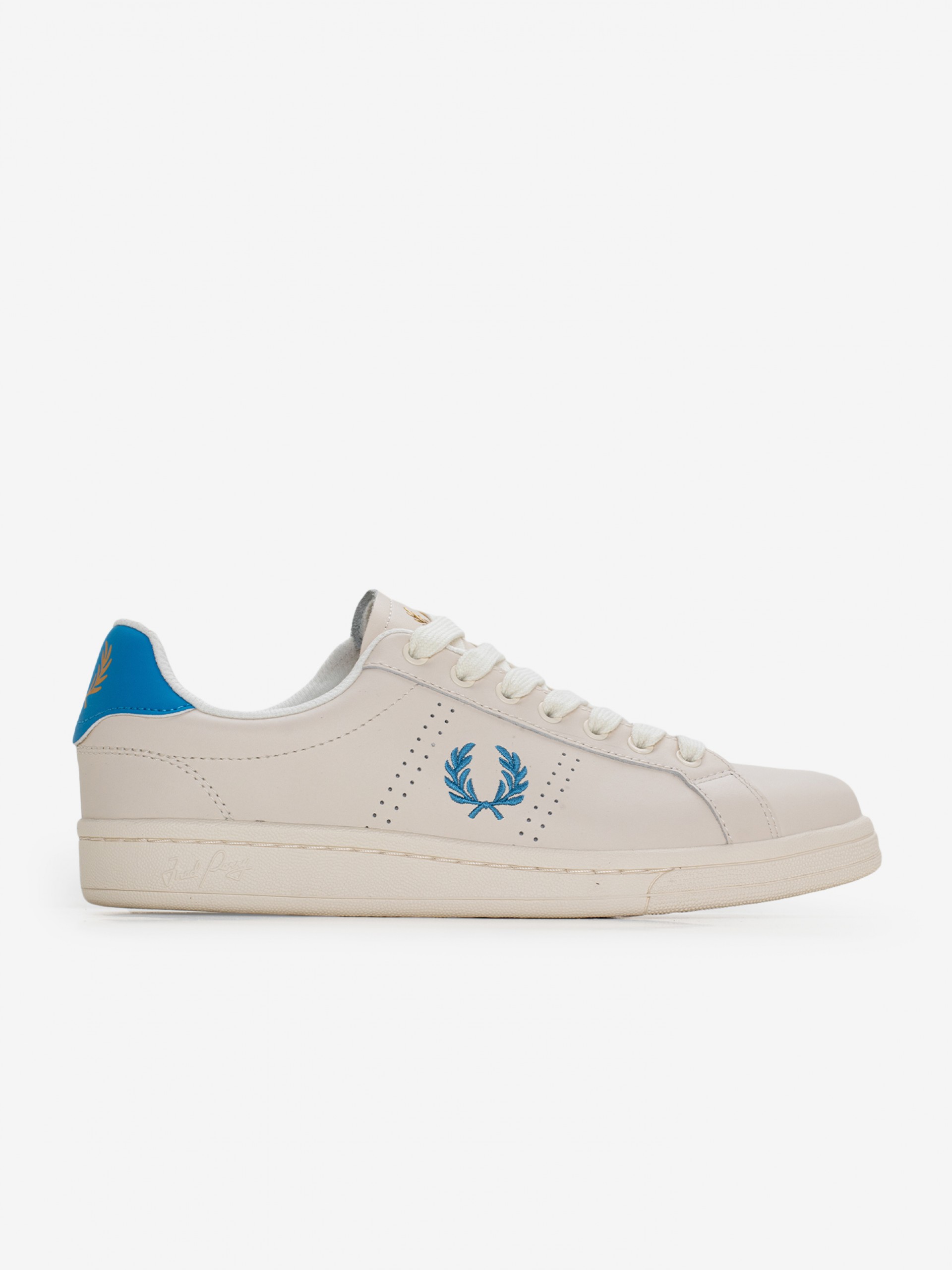 Sapatilhas Fred Perry B721 Em Pele Bege e Azuis