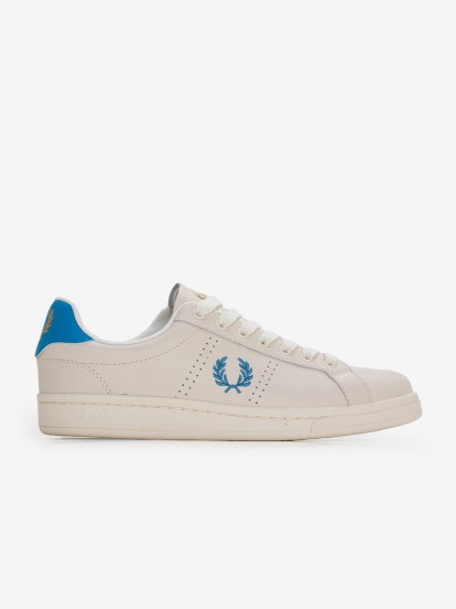 Fred Perry B721 Leather Beige and Blue Sneakers