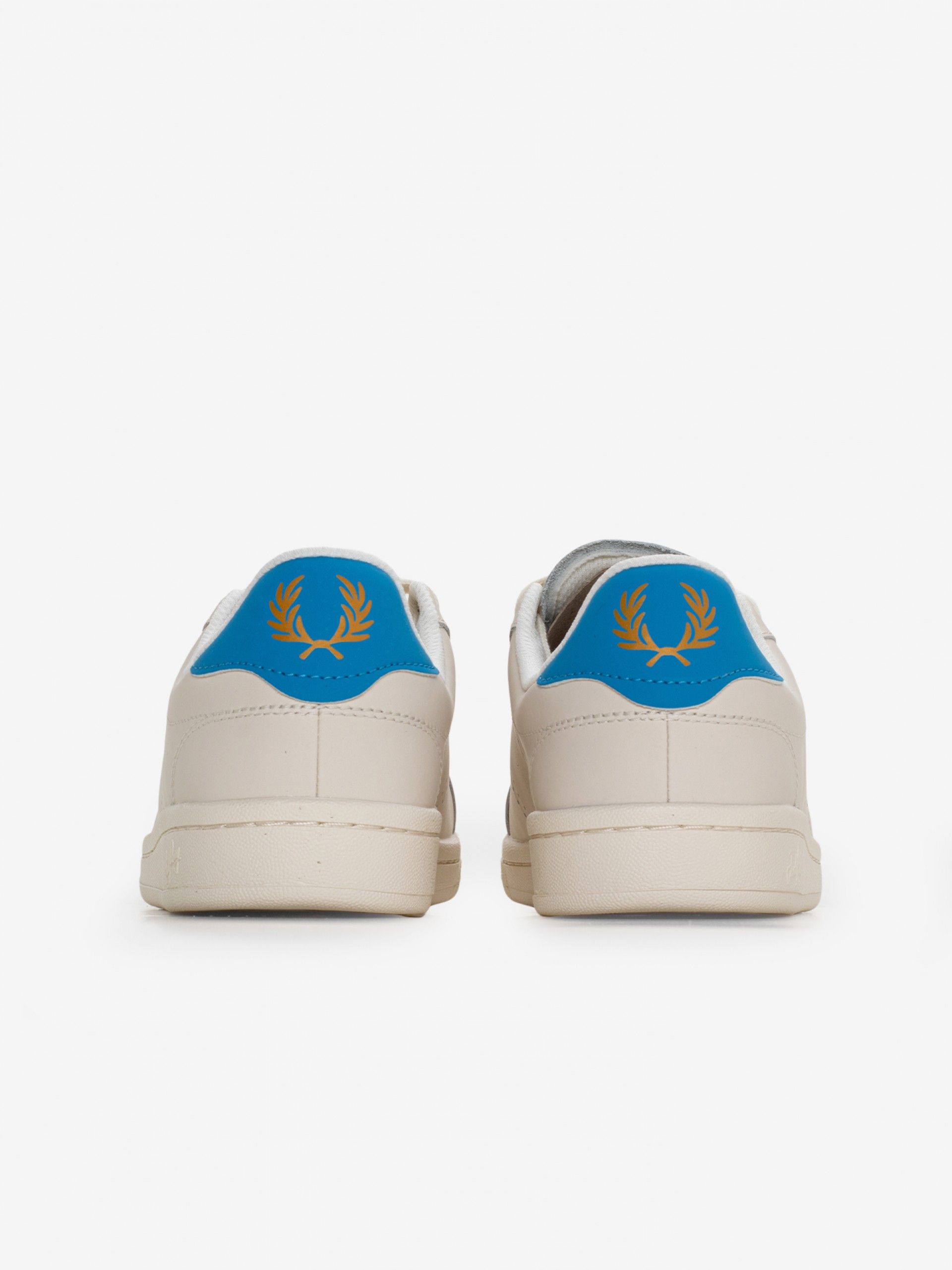 Sapatilhas Fred Perry B721 Em Pele Bege e Azuis