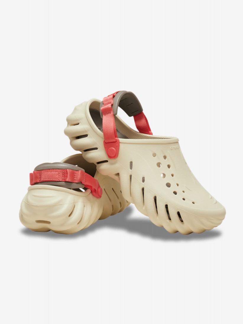 Sandlias Crocs Clog Echo Bege e Laranja