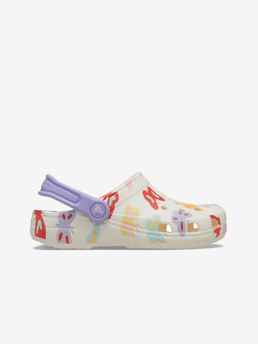 Sandlias Crocs Classic Kids Brancas Com Borboletas