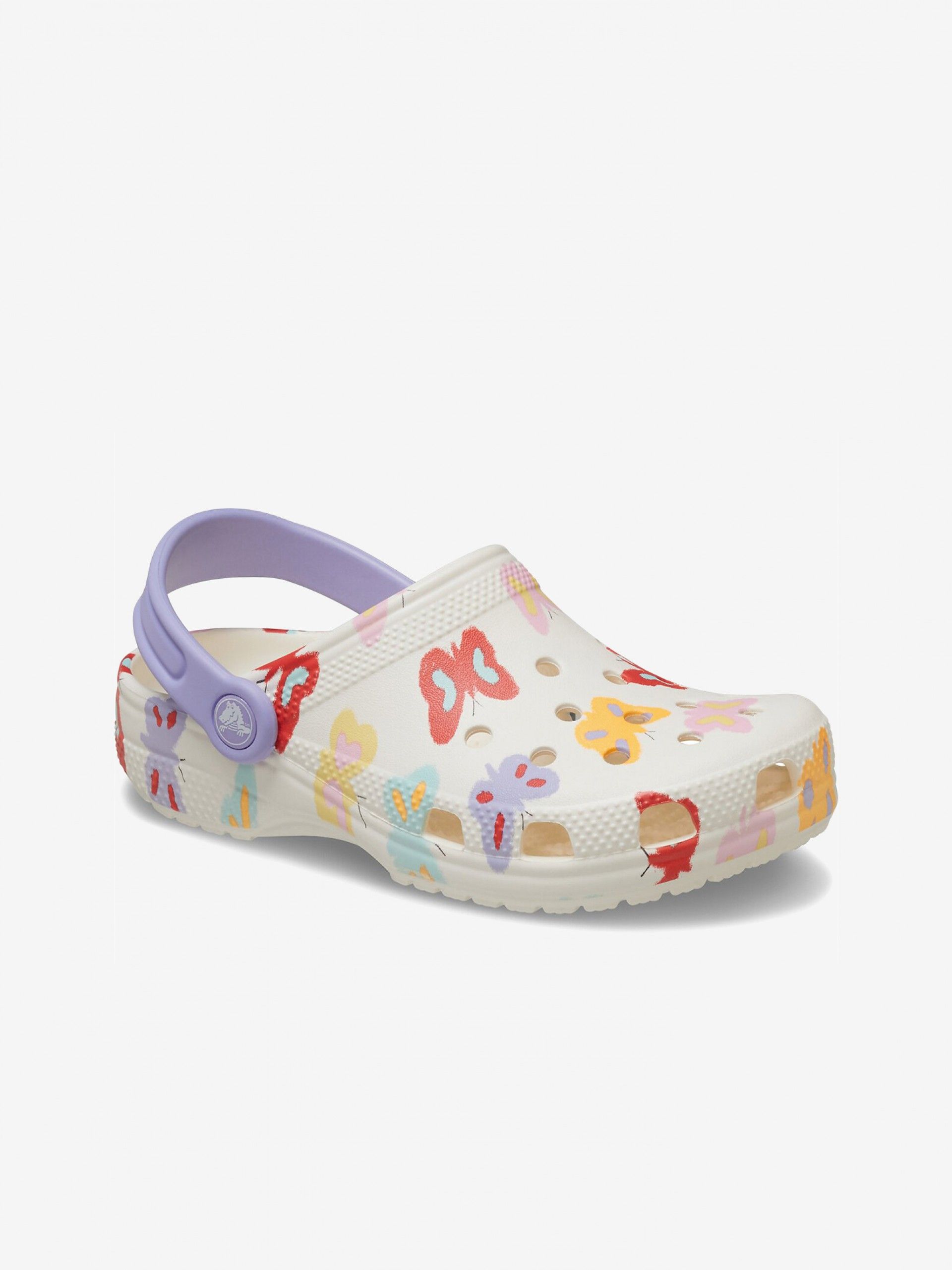 Sandálias Crocs Classic Kids Brancas Com Borboletas