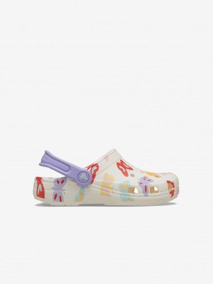 Sandlias Crocs Classic Toddler Brancas Com Borboletas