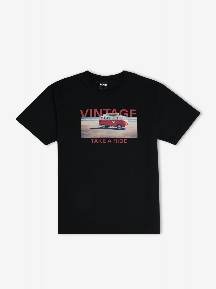 Pixis Vintage Summer Black T-shirt Pixis Vintage Summer Black T-shirt