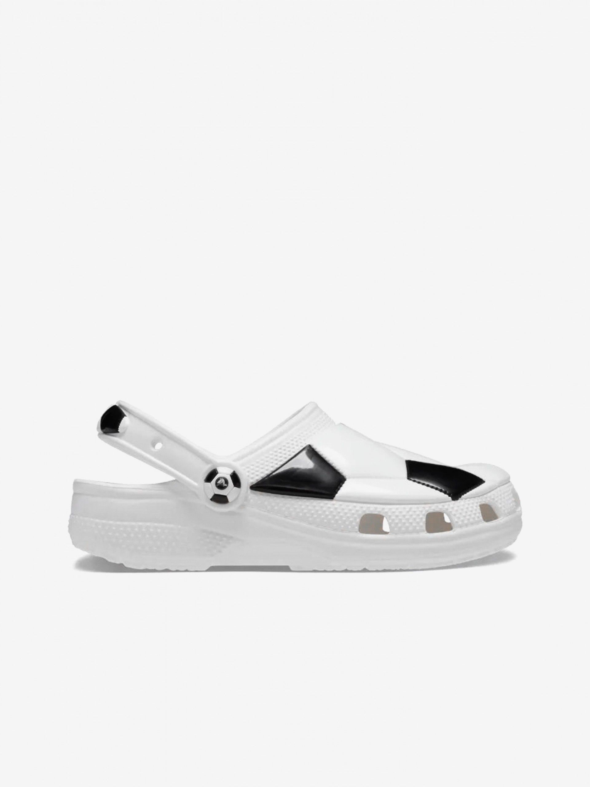 Sandálias Crocs Classic Bola de Futebol Kids Brancas e Pretas