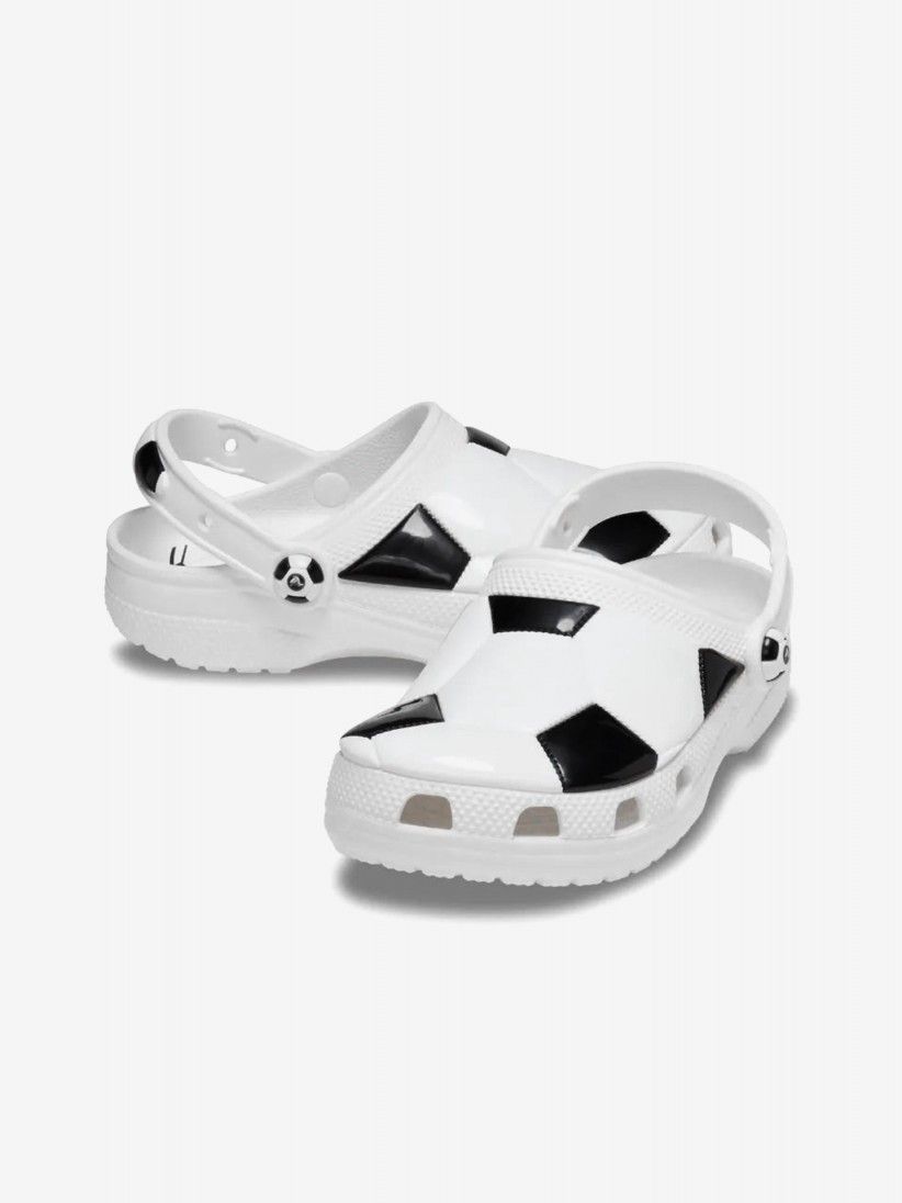Sandlias Crocs Classic Bola de Futebol Kids Brancas e Pretas