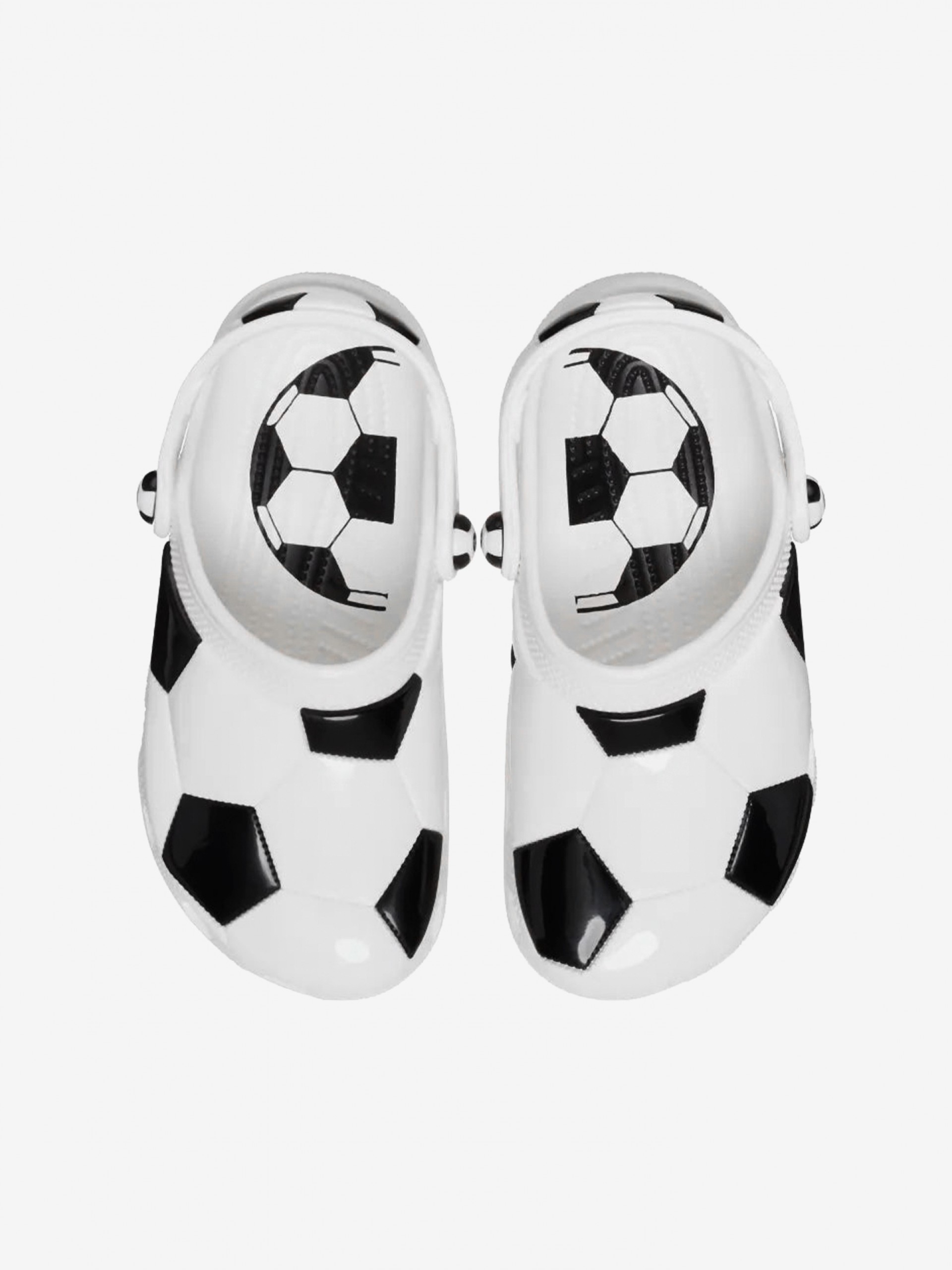 Sandálias Crocs Classic Bola de Futebol Kids Brancas e Pretas