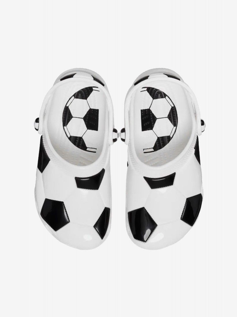 Sandlias Crocs Classic Bola de Futebol Kids Brancas e Pretas