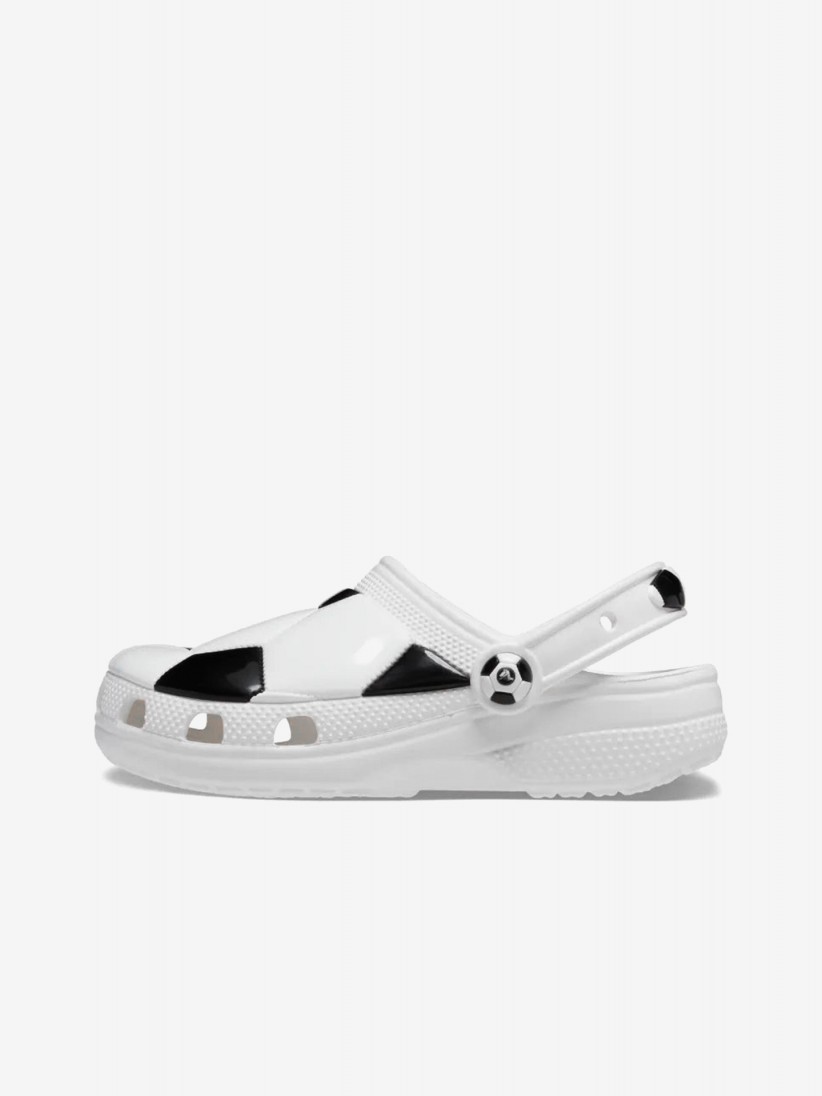 Sandlias Crocs Classic Bola de Futebol Kids Brancas e Pretas