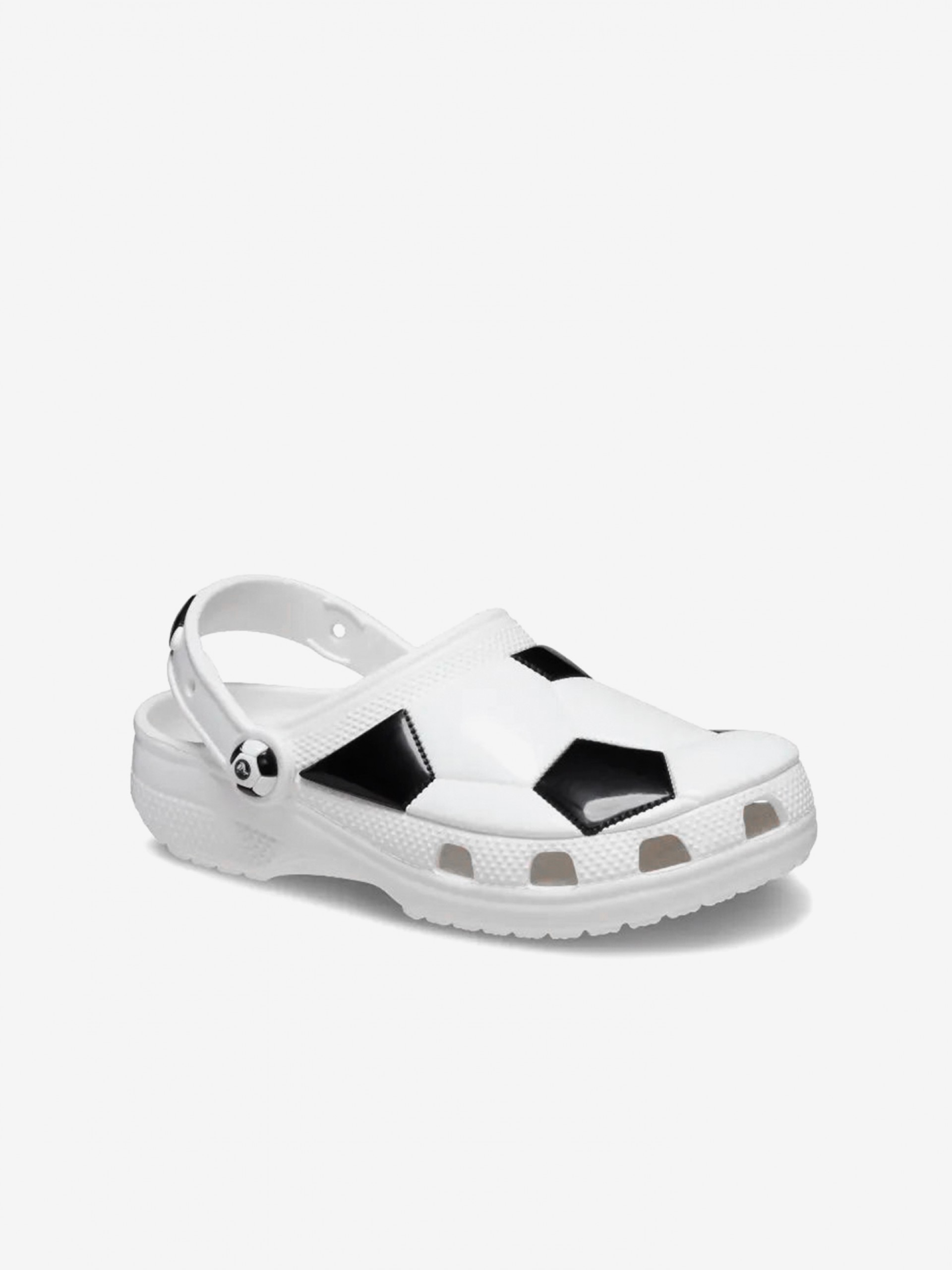 Sandálias Crocs Classic Bola de Futebol Kids Brancas e Pretas