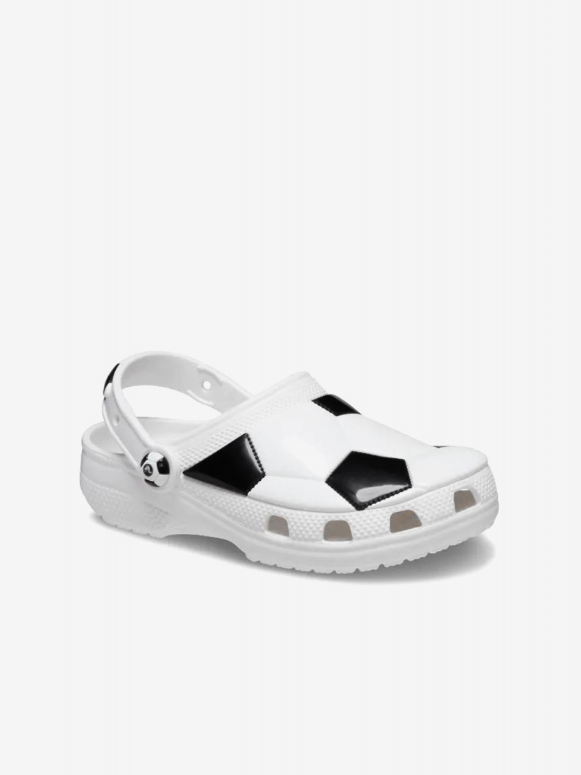 Sandlias Crocs Classic Bola de Futebol Kids Brancas e Pretas