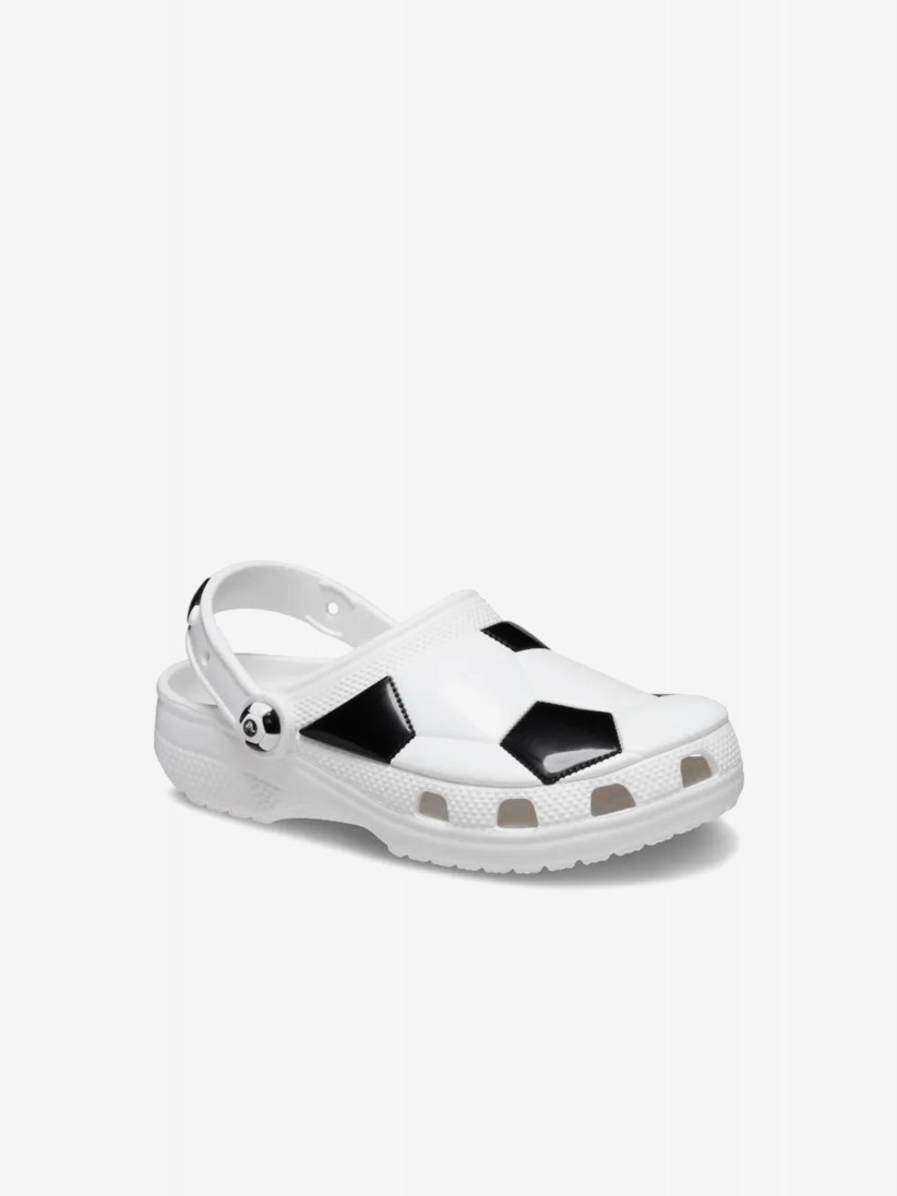 Sandlias Crocs Classic Bola de Futebol Toddler Brancas e Pretas