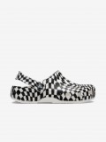 Sandlias Crocs Classic Warped Checker Kids Brancas e Pretas