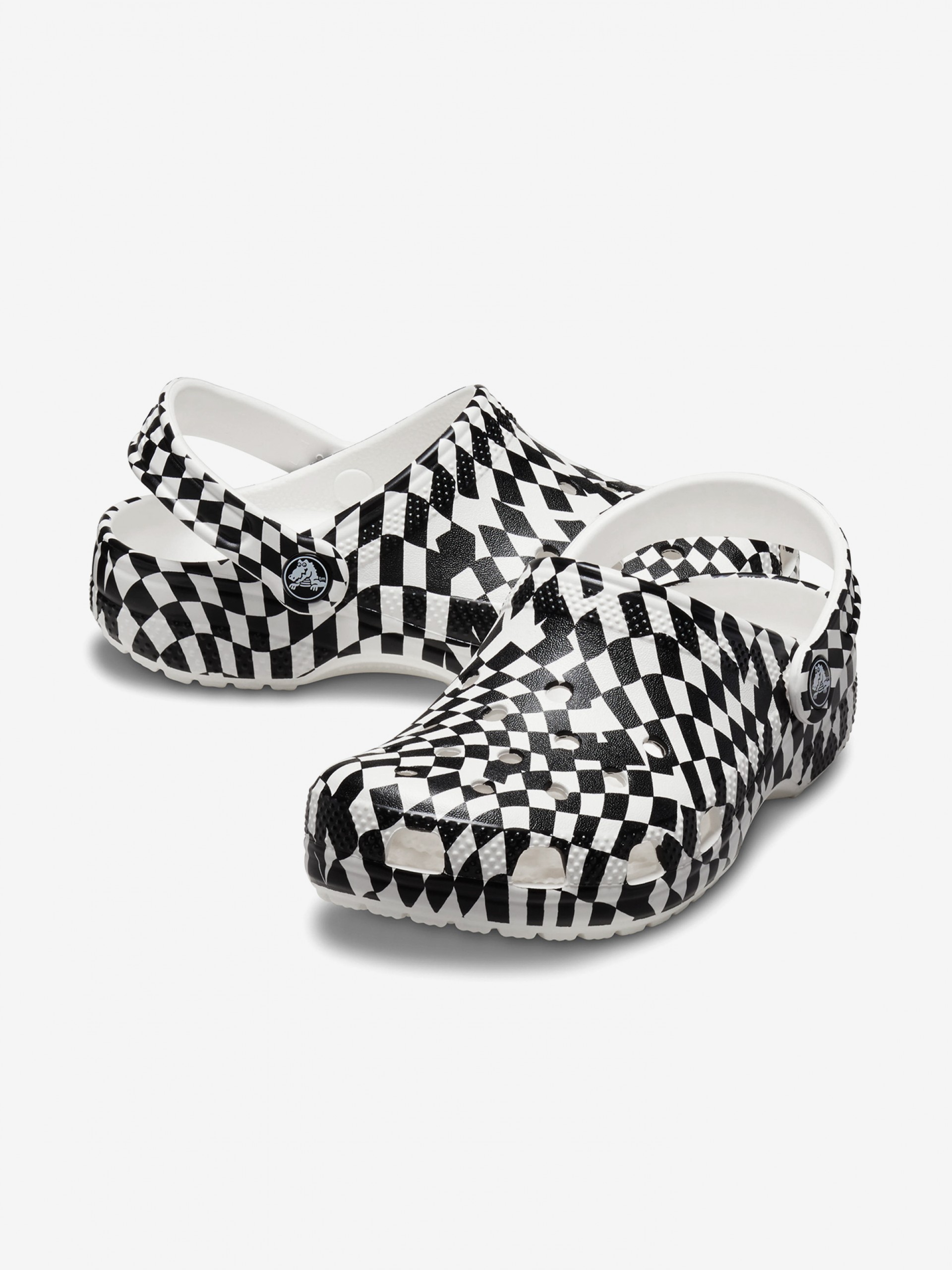Crocs Classic Warped Checker Kids White and Black Sandals