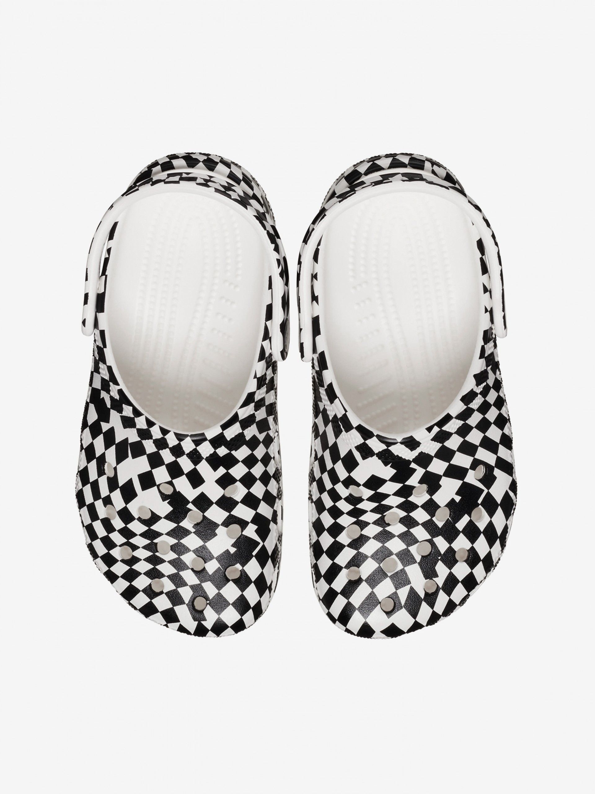 Crocs Classic Warped Checker Kids White and Black Sandals