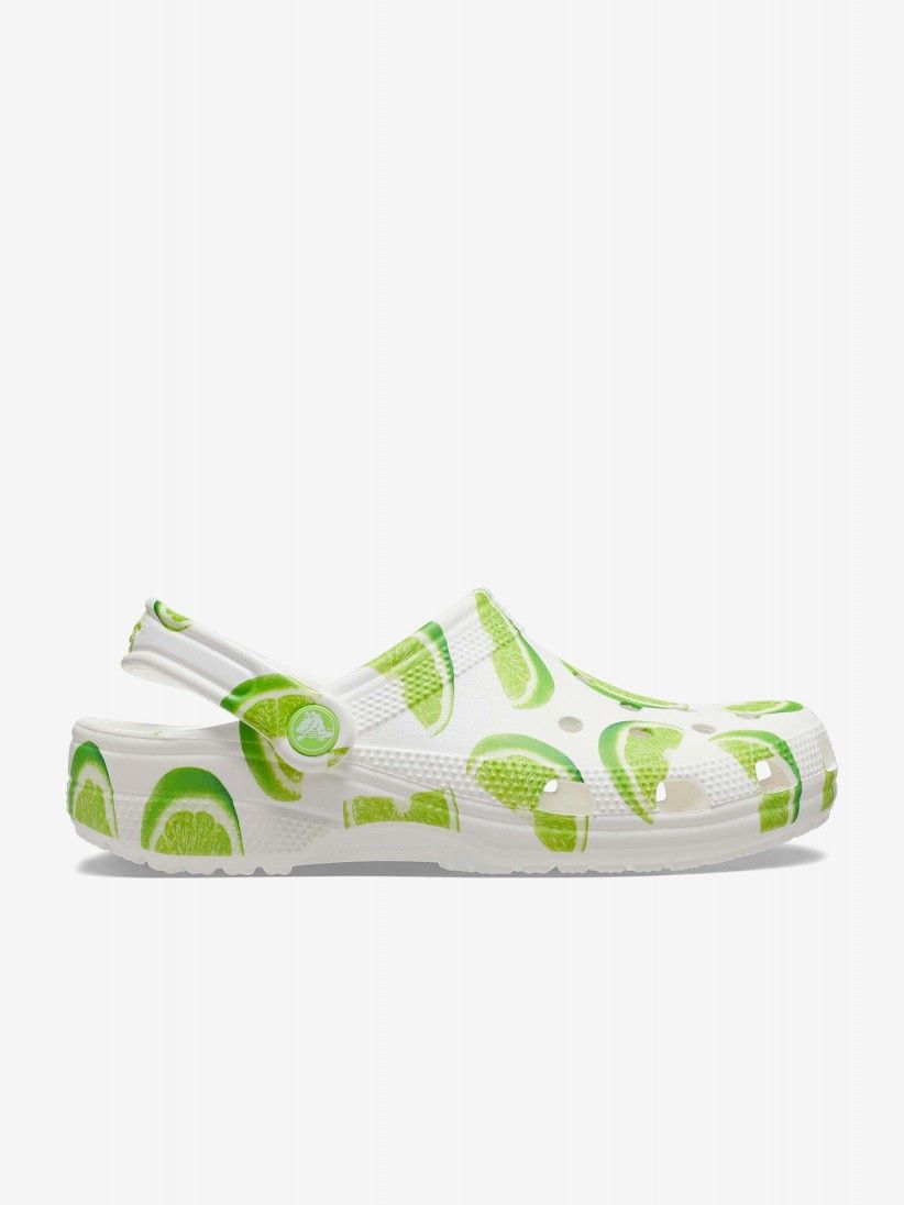 Sandlias Crocs Classic Fresh Fruits Brancas e Verdes