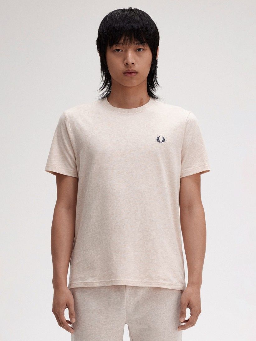 Tシャツ・カットソー FRED PERRY Men T-shirt Beige M1600 W50 Fred Perry Crew Neck Beige T-shirt - M1600-W50 - BZR Online