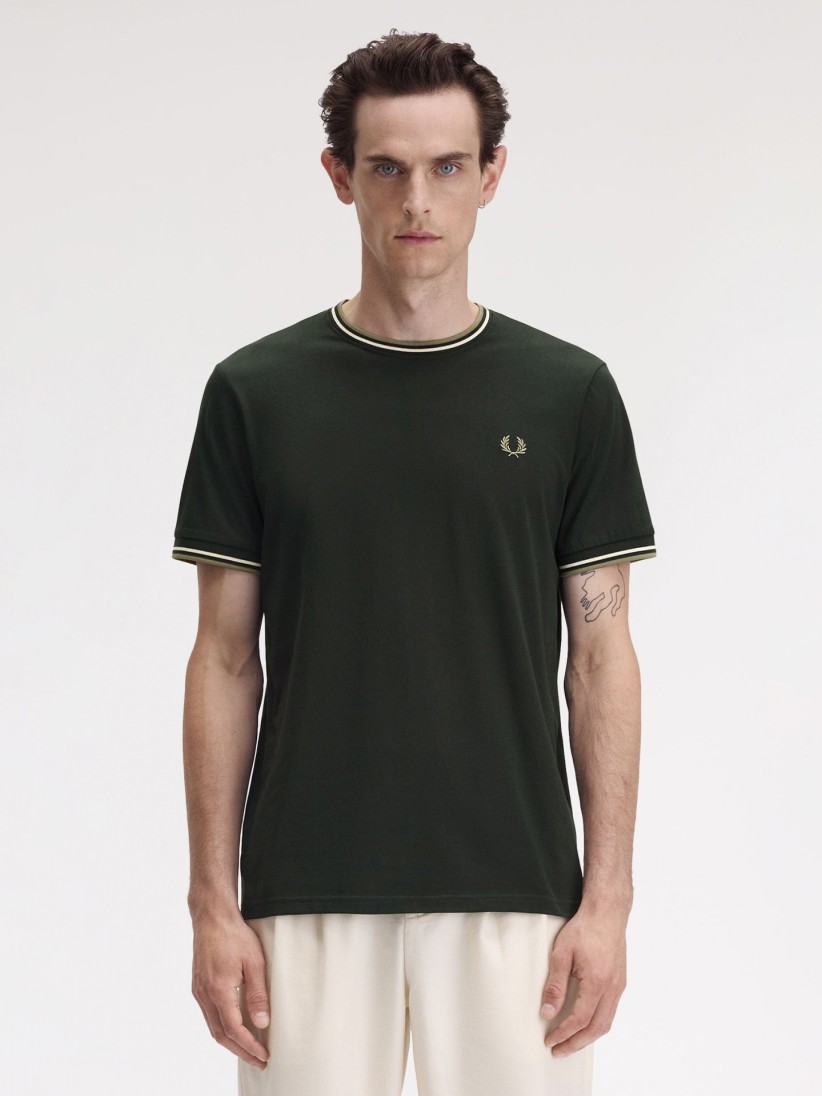 Fred Perry Twin Tipped Green and White T-shirt