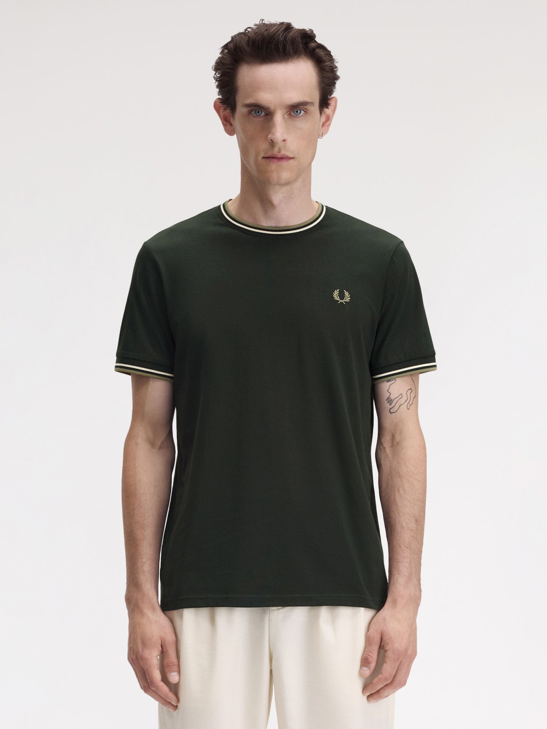 T-shirt Fred Perry Twin Tipped Verde e Branca