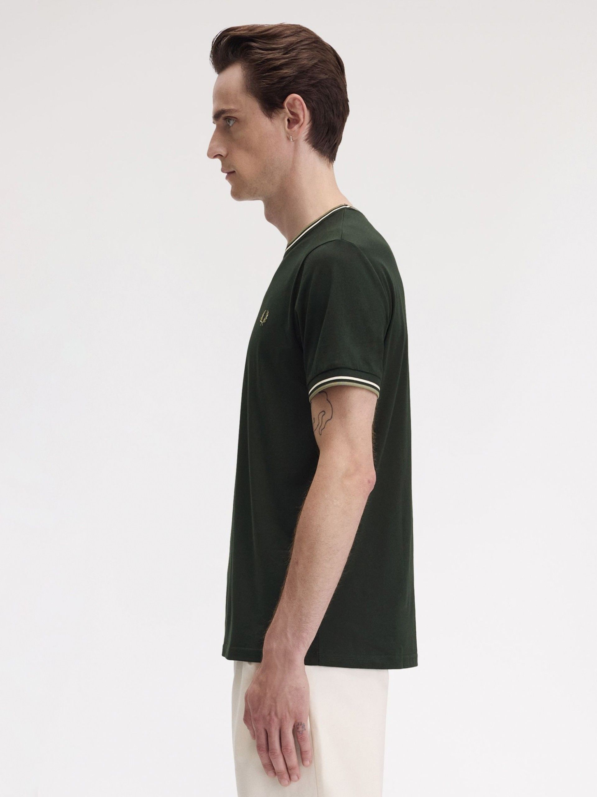T-shirt Fred Perry Twin Tipped Verde e Branca