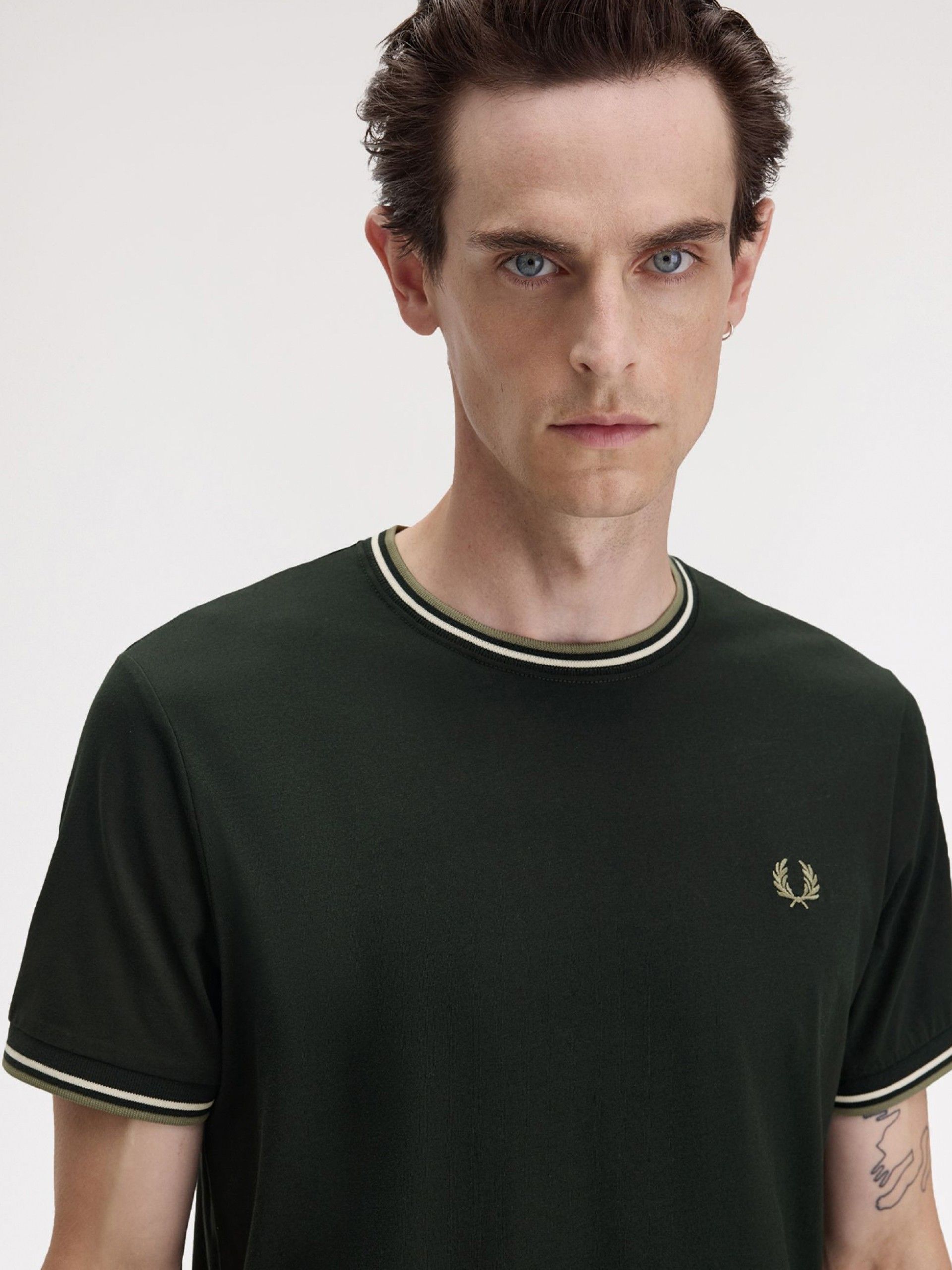 T-shirt Fred Perry Twin Tipped Verde e Branca