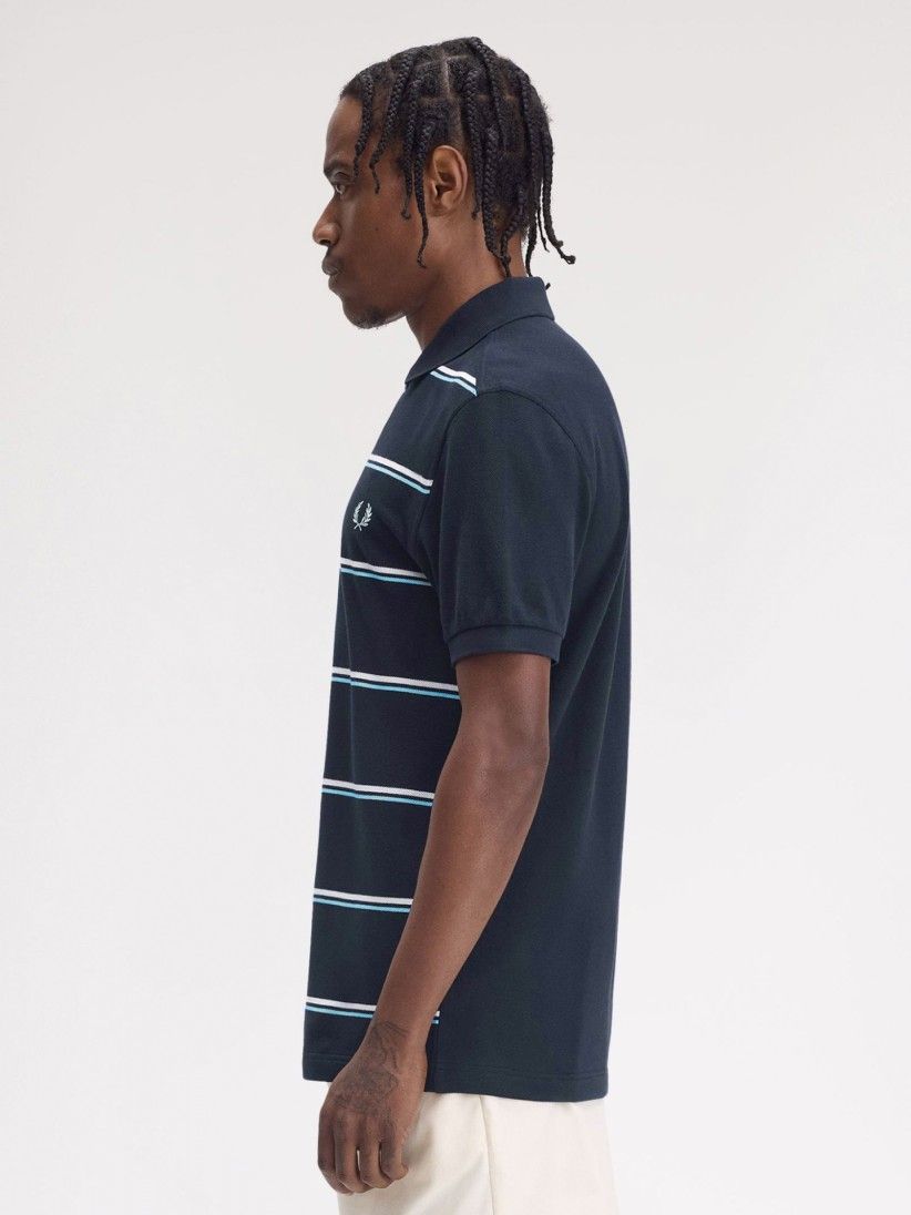 Fred Perry Striped Blue Polo Shirt