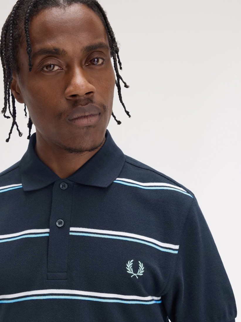 Fred Perry Striped Blue Polo Shirt