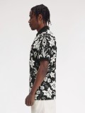 Fred Perry Botanical Print Black and White Polo Shirt