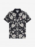 Fred Perry Botanical Print Black and White Polo Shirt