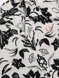 Fred Perry Botanical Print Revere Collar White and Black Shirt