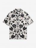 Fred Perry Botanical Print Revere Collar White and Black Shirt