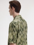 Fred Perry Abstract Print Revere Collar Green Shirt
