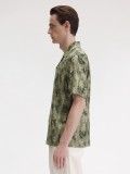 Fred Perry Abstract Print Revere Collar Green Shirt