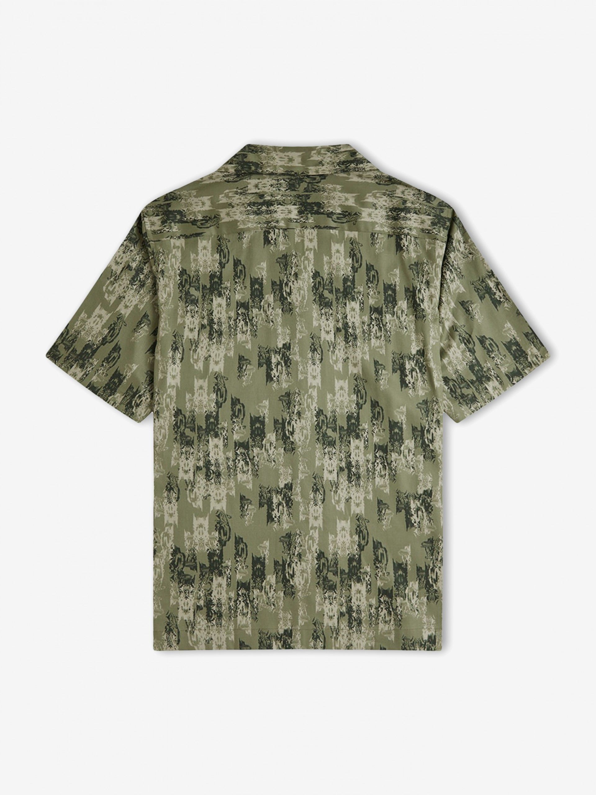 Camisa Fred Perry Abstract Print Revere Collar Verde
