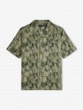 Fred Perry Abstract Print Revere Collar Green Shirt