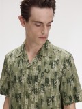 Fred Perry Abstract Print Revere Collar Green Shirt