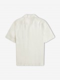 Fred Perry Panelled Linen Blend White and Green Shirt