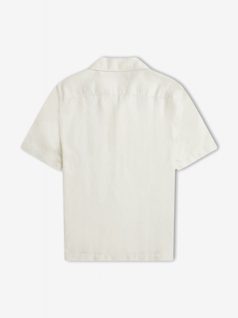 Fred Perry Panelled Linen Blend White and Green Shirt