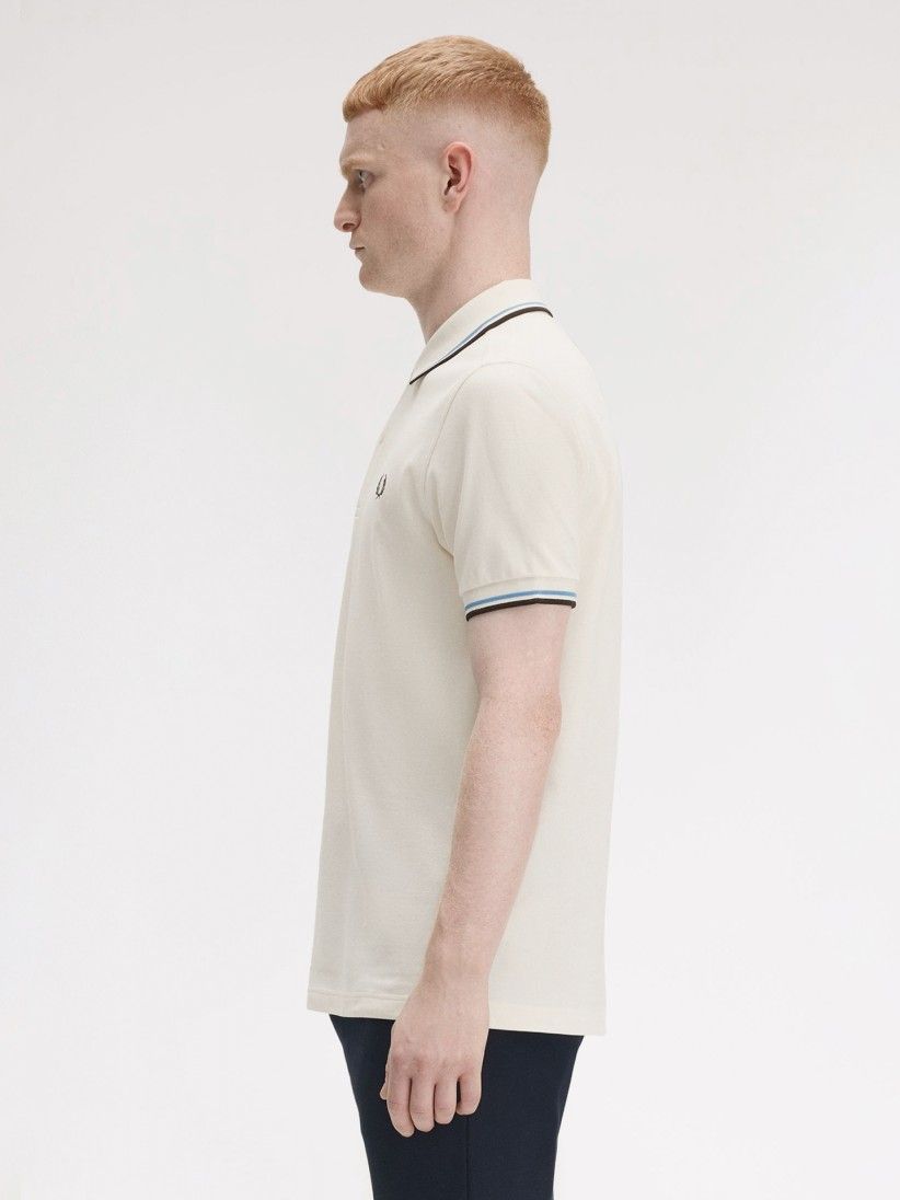 Polo Fred Perry M3600 Twin Tipped Bege e Castanho