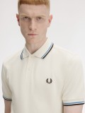 Polo Fred Perry M3600 Twin Tipped Bege e Castanho