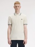 Polo Fred Perry M3600 Twin Tipped Bege e Castanho