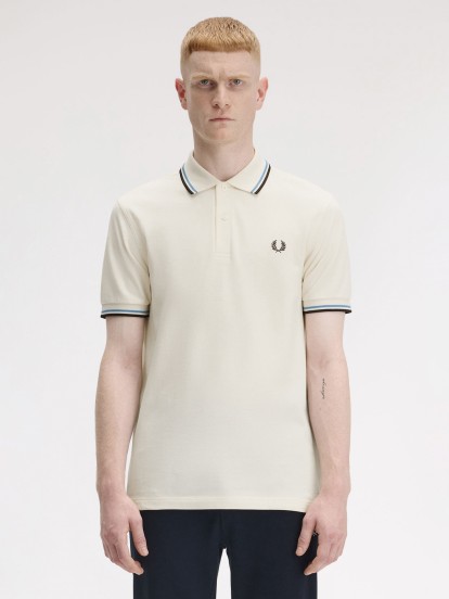 Polo Fred Perry M3600 Twin Tipped Beige y Marrn