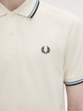 Polo Fred Perry M3600 Twin Tipped Bege e Castanho