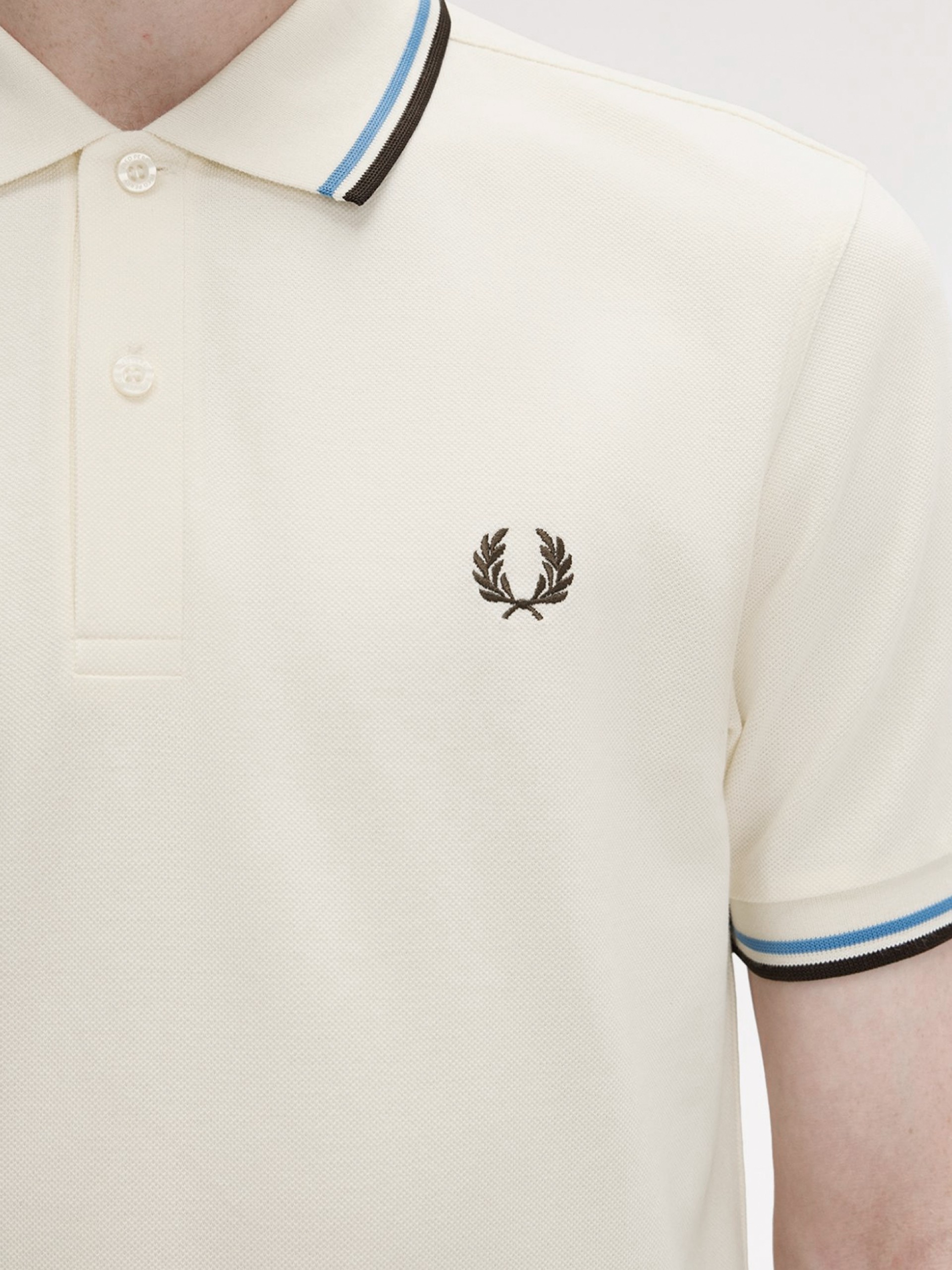 Fred Perry M3600 Twin Tipped Beige and Brown Polo Shirt