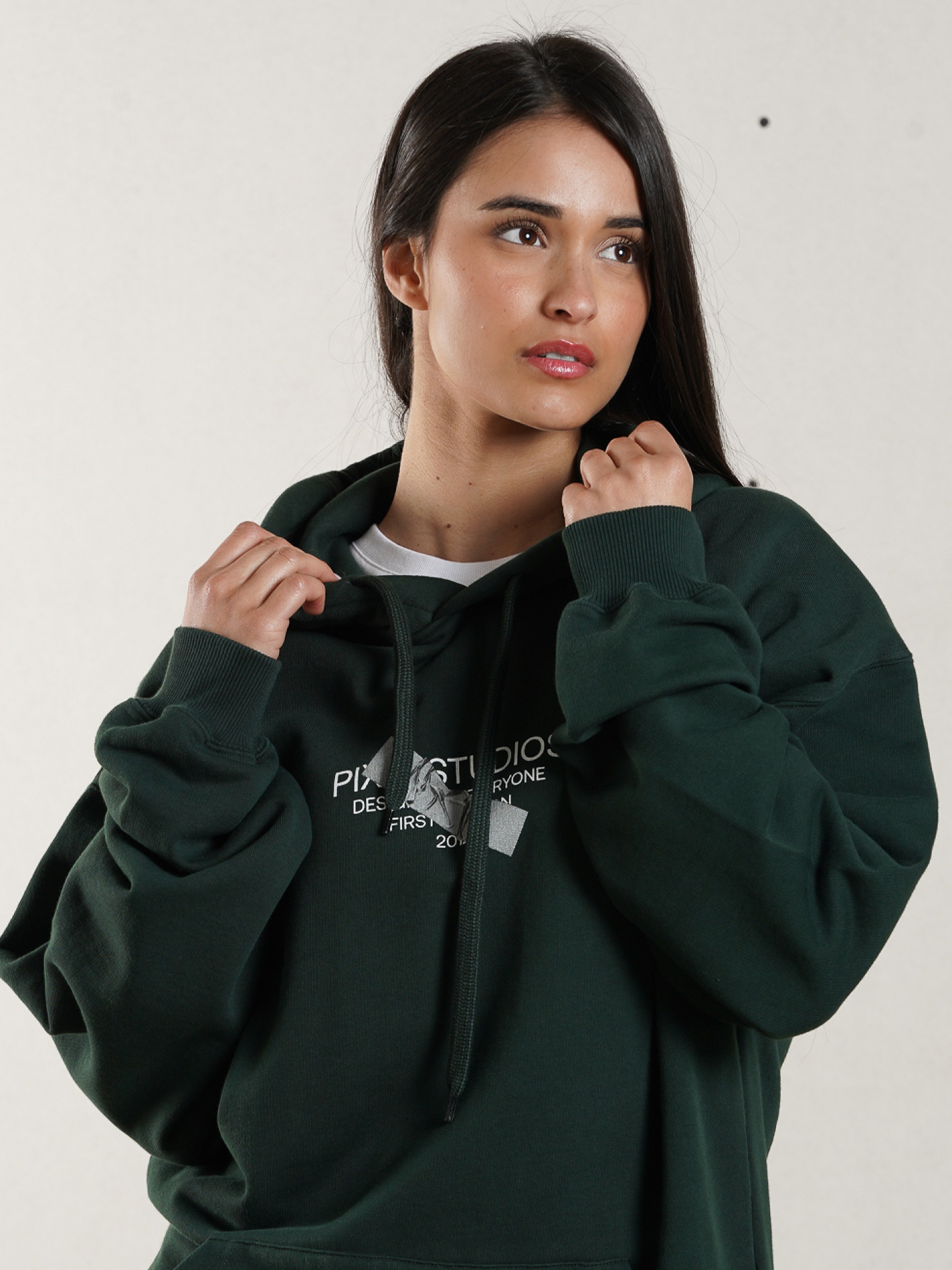 Camisola com Capuz Pixis The Design Verde