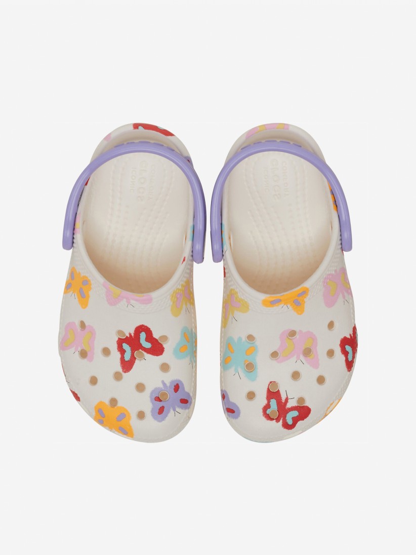 Sandlias Crocs Classic Kids Brancas Com Borboletas