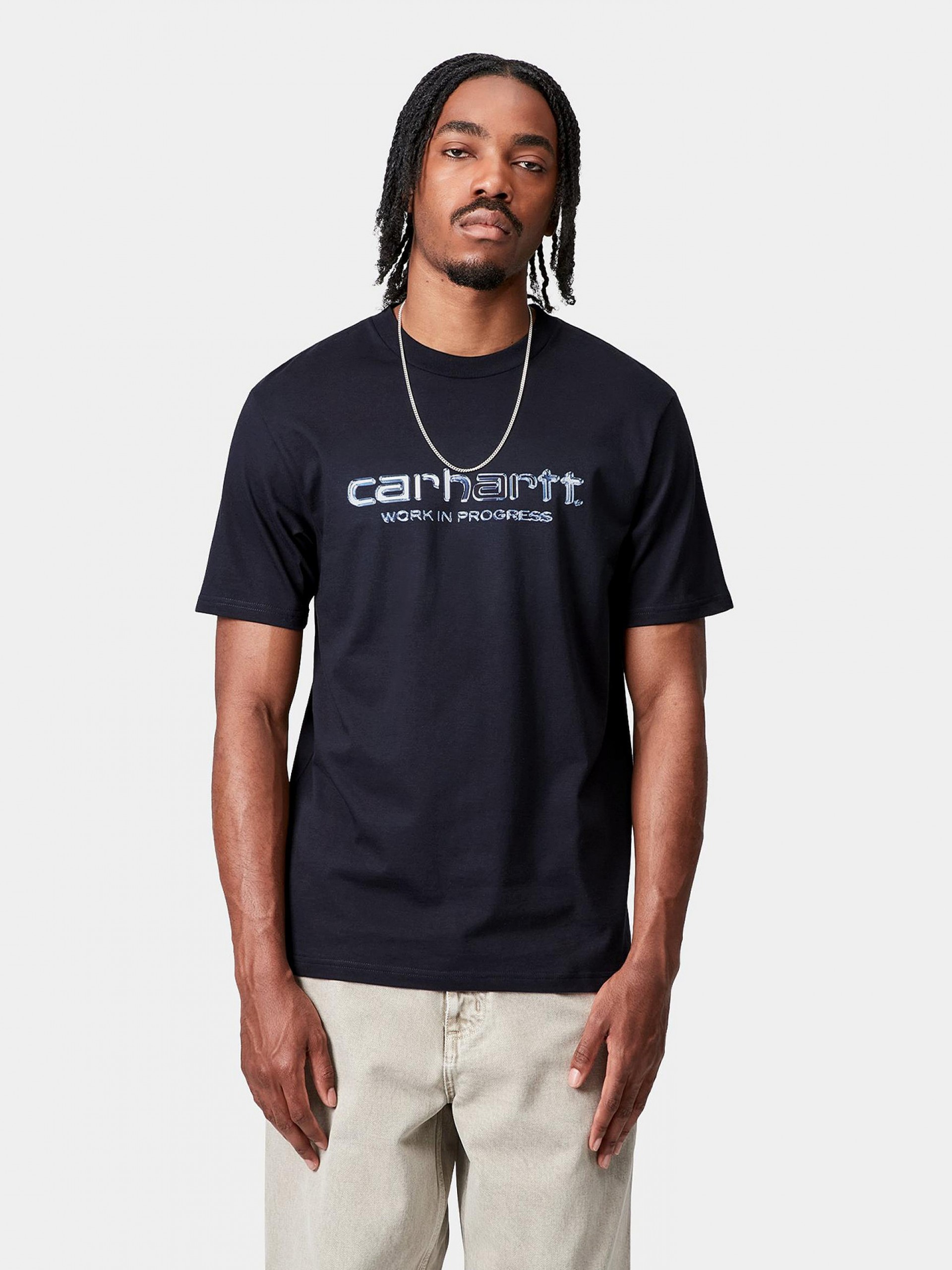 T-shirt Carhartt WIP Solar Chrome Script Azul