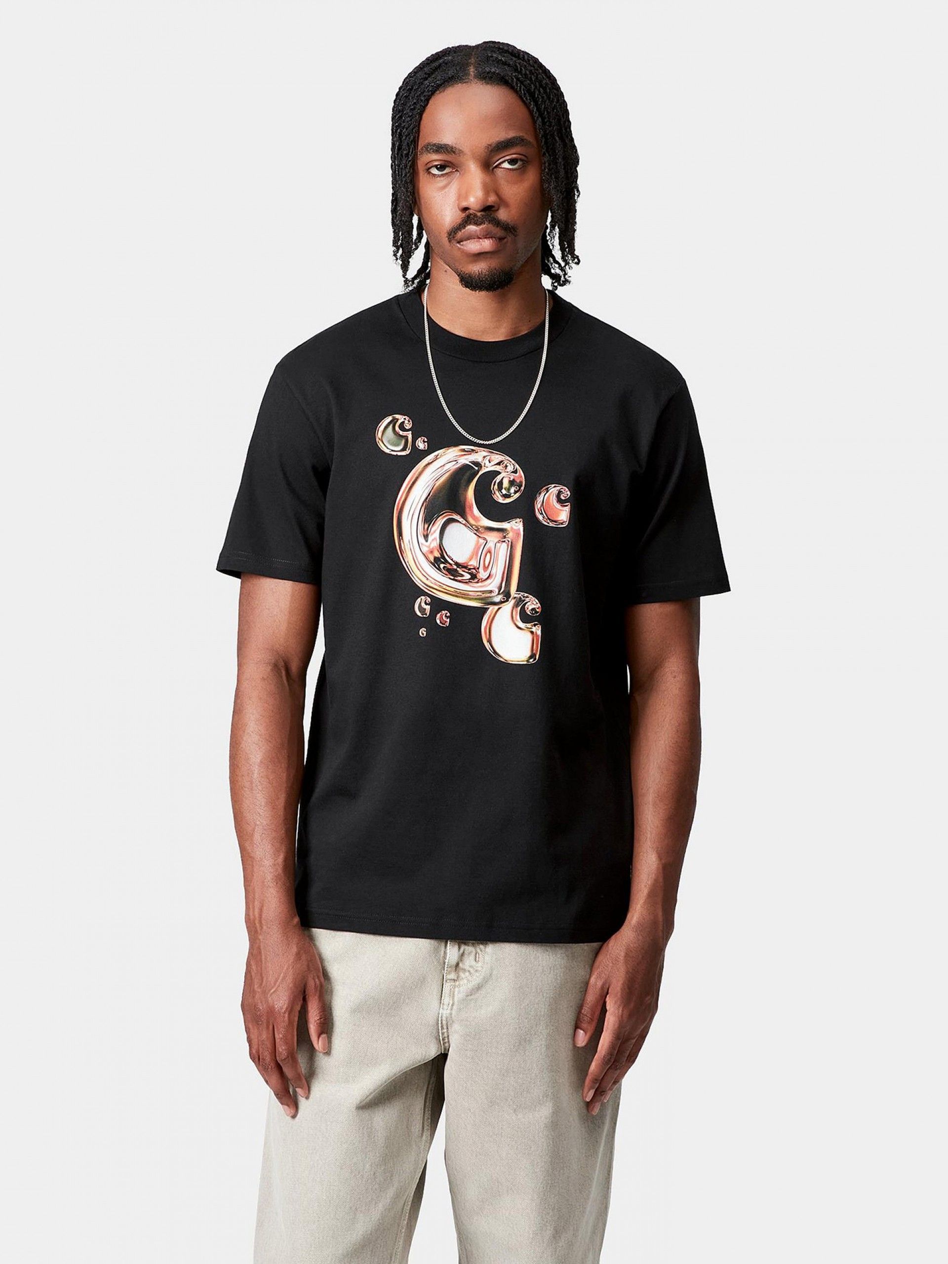 T-shirt Carhartt WIP Solar Chrome C-Logo Preta