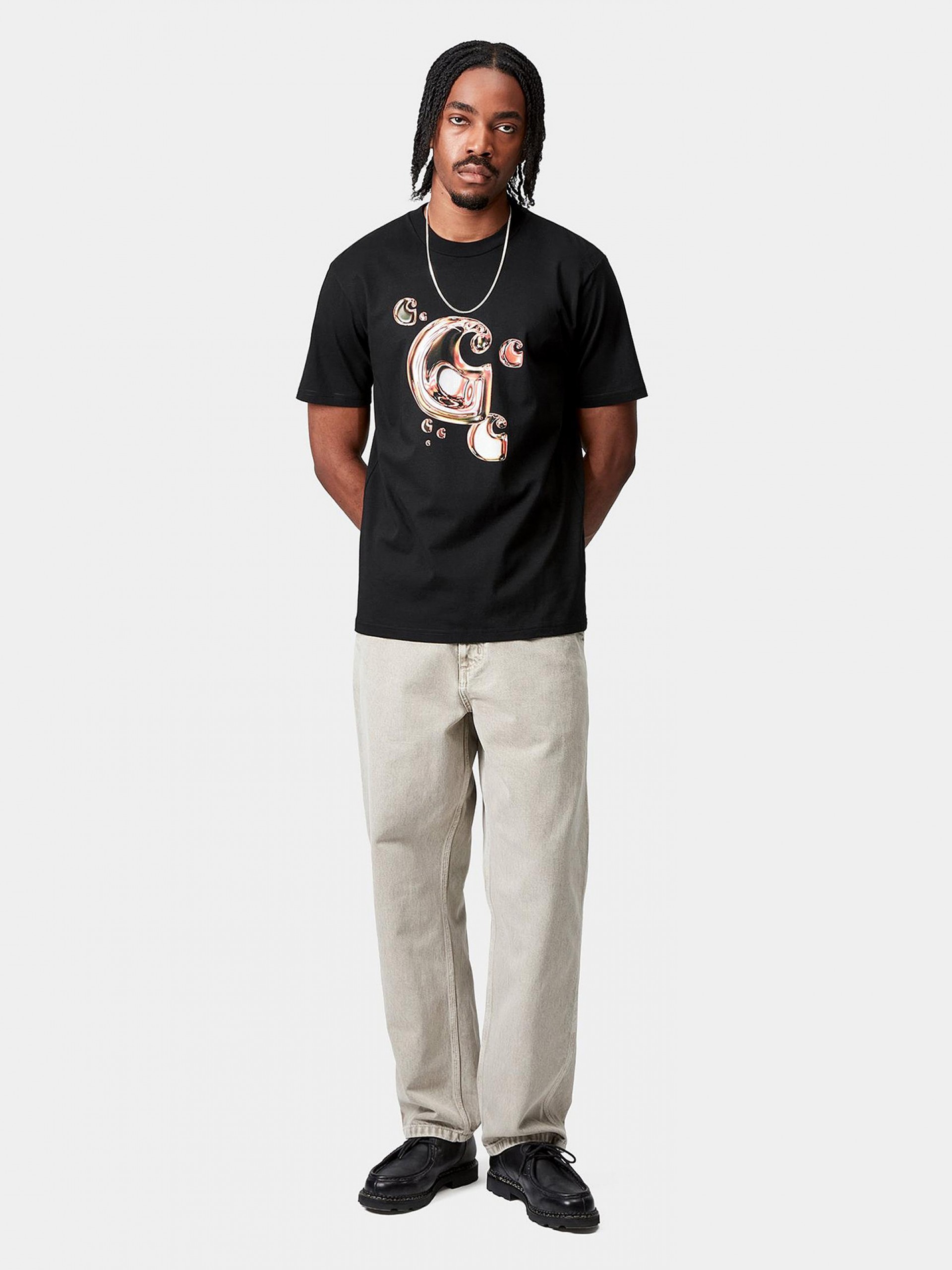 T-shirt Carhartt WIP Solar Chrome C-Logo Preta