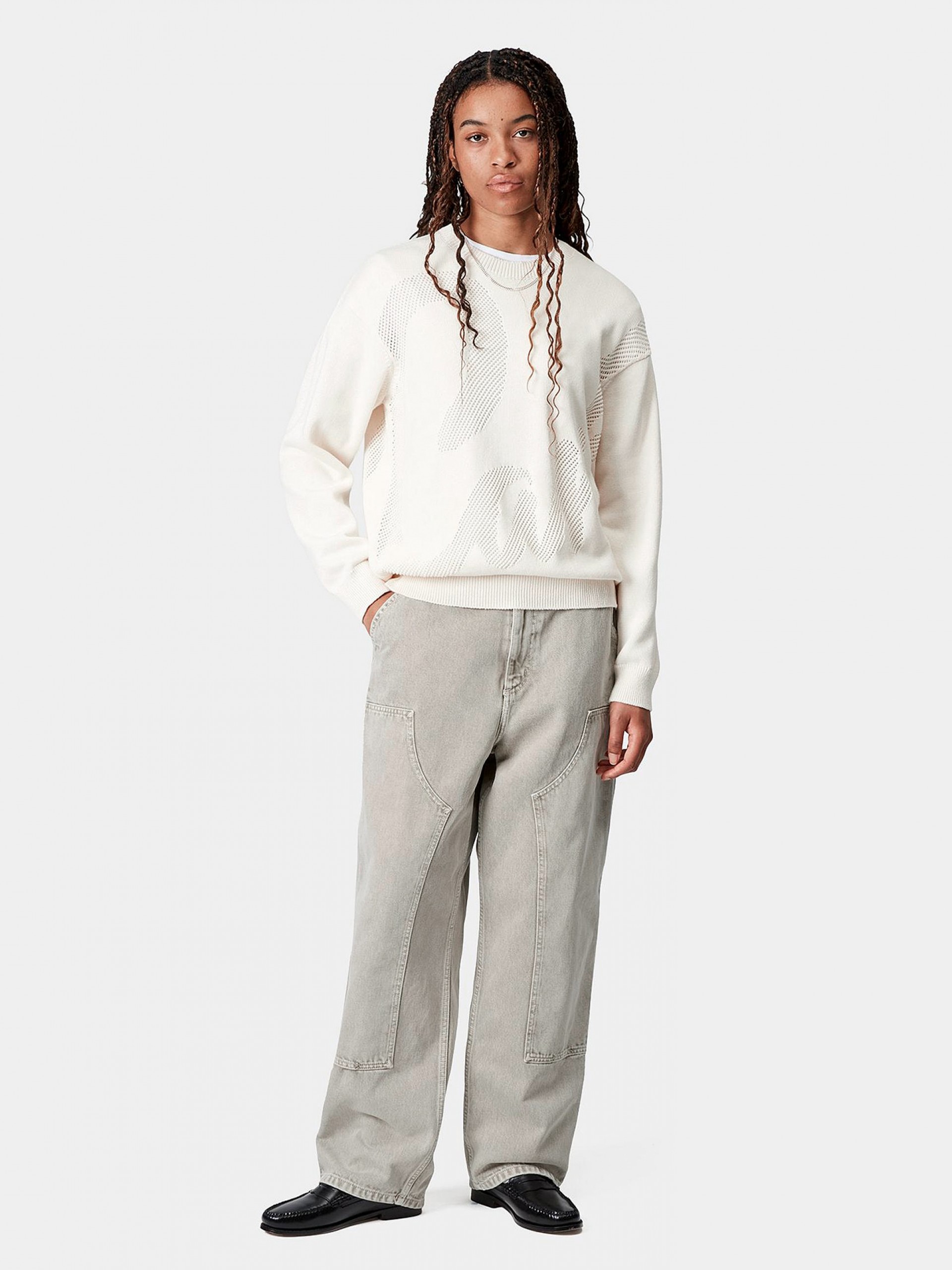 Pantalones Vaqueros Carhartt WIP Brandon Double Knee W Grises